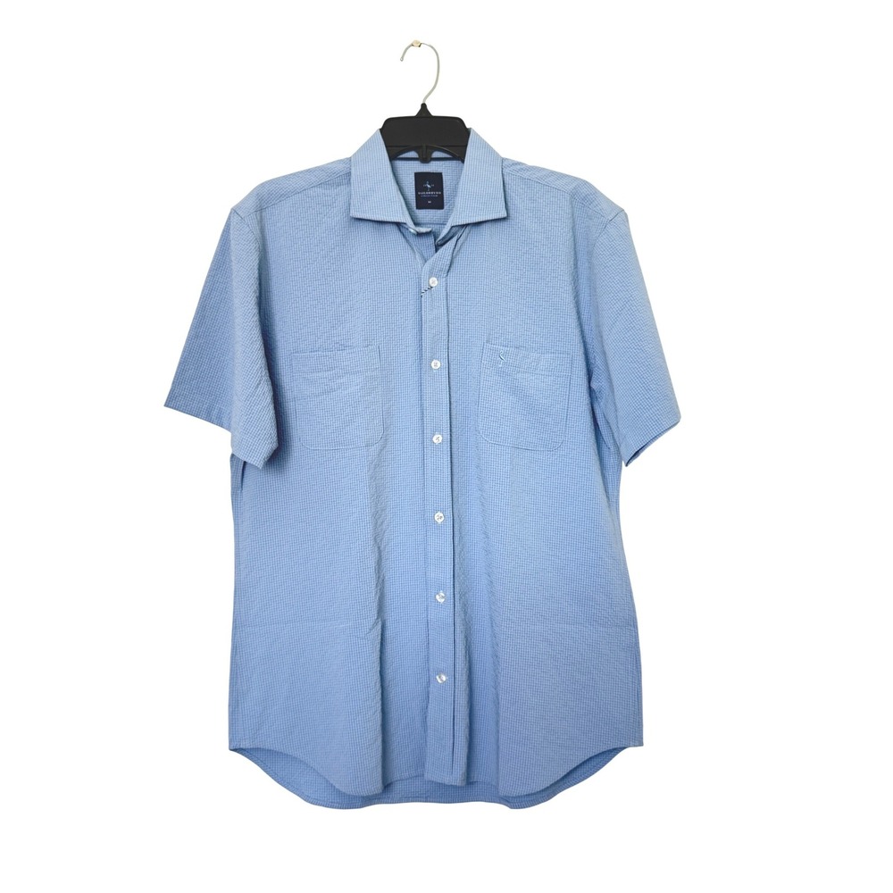 Tailorbyrd Mens Seersucker Short Sleeve‎ Button Down Shirt Size M NEW
